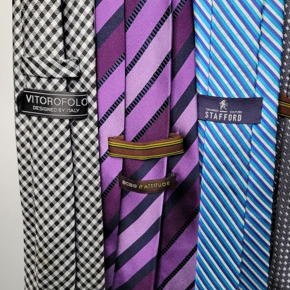 Men's Lot of 7 Neckties Hugo Boss BCBG Van Heusen Stafford Vitorofolo Silk Tie - Picture 3 of 8